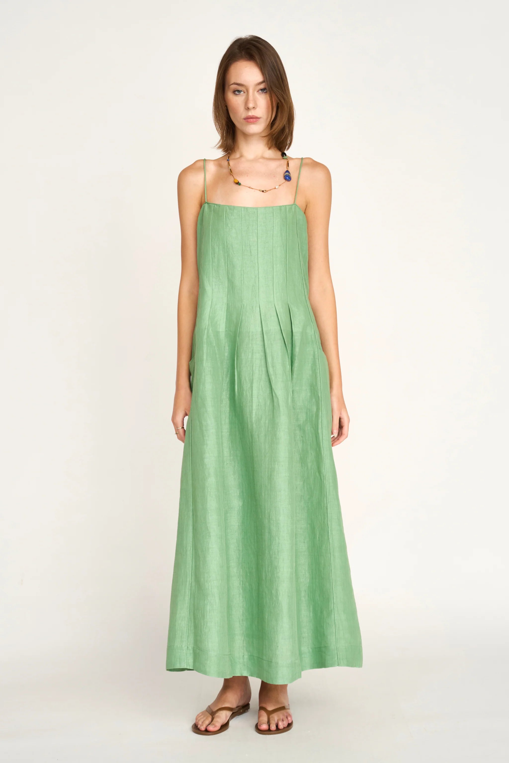 chinese dress ladies Jluxlabel | Natural Journey Linen Maxi Dress | Size Xs